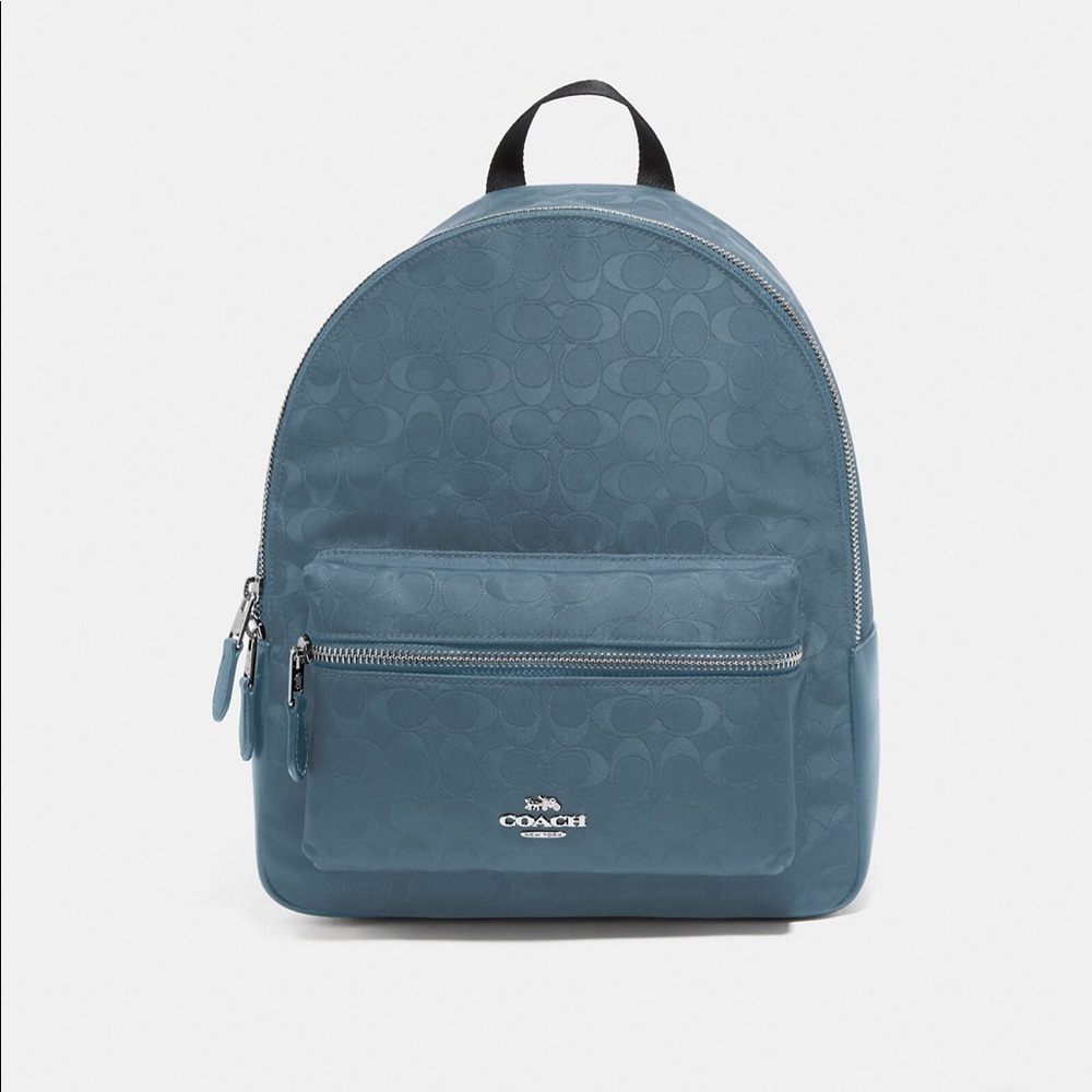 Coach Medium Charlie Backpack In Signature Nylon In B… Gem